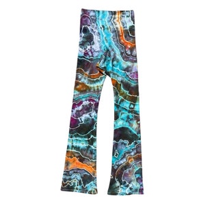Geode Tie-Dye Yoga Pants / Small / Flares / Bell Bottom / Cotton / Stretch / Tie Dye Pants / Cotton / Blue / Orange / Ice Dye / Agate