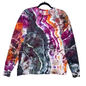 CLEARANCE Geode Tie Dye Sweatshirt / Medium / Unisex / Adult / Pink / Ice Dye / Long Sleeve / Hand Dyed / Cotton / Hippie / Crew Neck