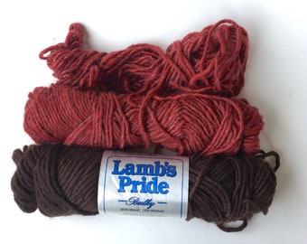 Lambs Pride Bulky Yarn Pack/ Wool Mohair Blend Yarn / Chocolate Souffle / Prairie Fire / Brown Sheep
