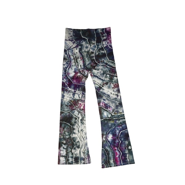 Geode Tie-Dye Yoga Pants / XL / Flares / Bell Bottom / Cotton / Stretch / Tie Dye Pants / Cotton / Black / Purple / Ice Dye / Agate / Dark