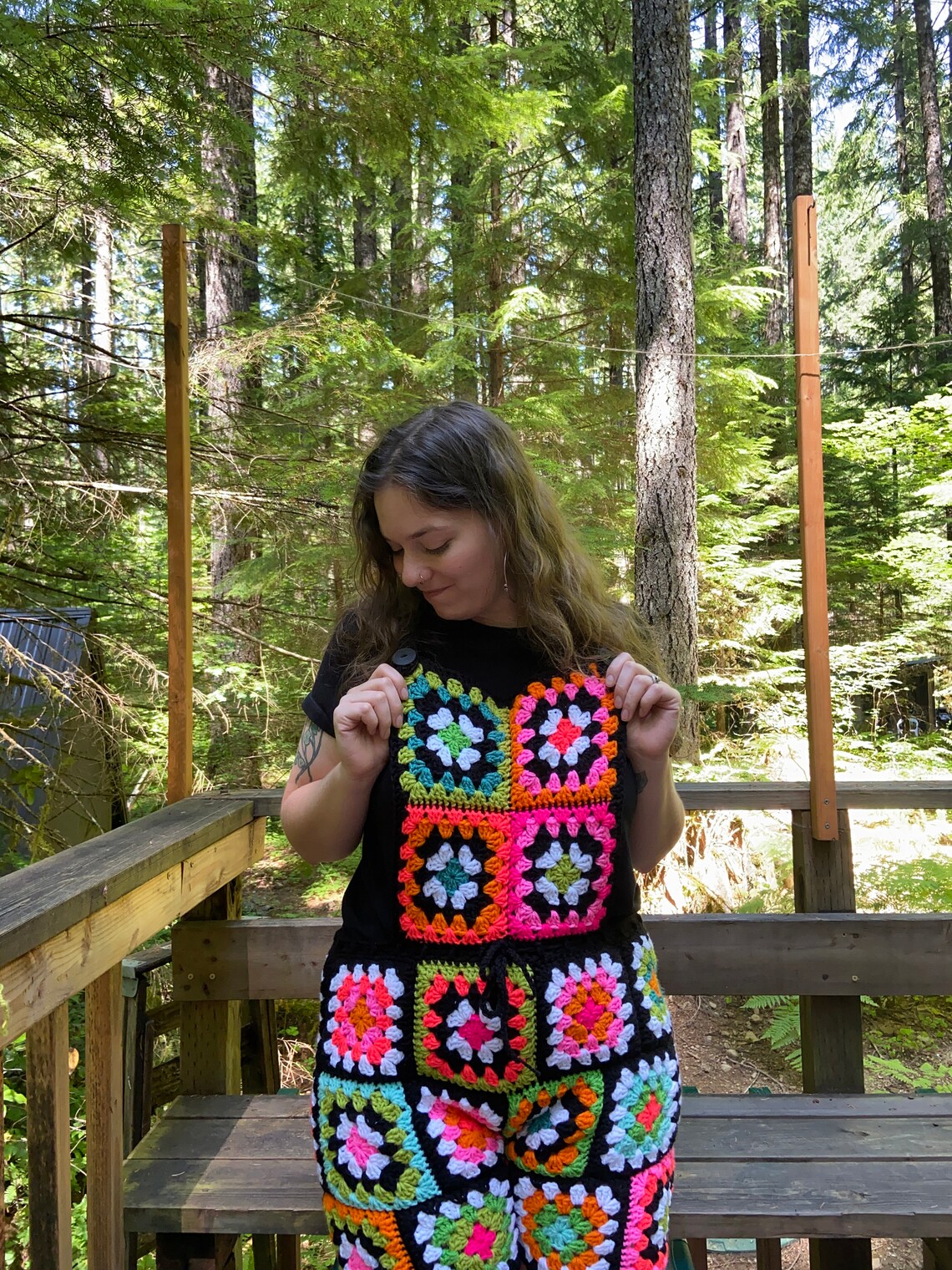 Crochet Granny Square Overalls / Crochet Bibs / Romper / Etsy