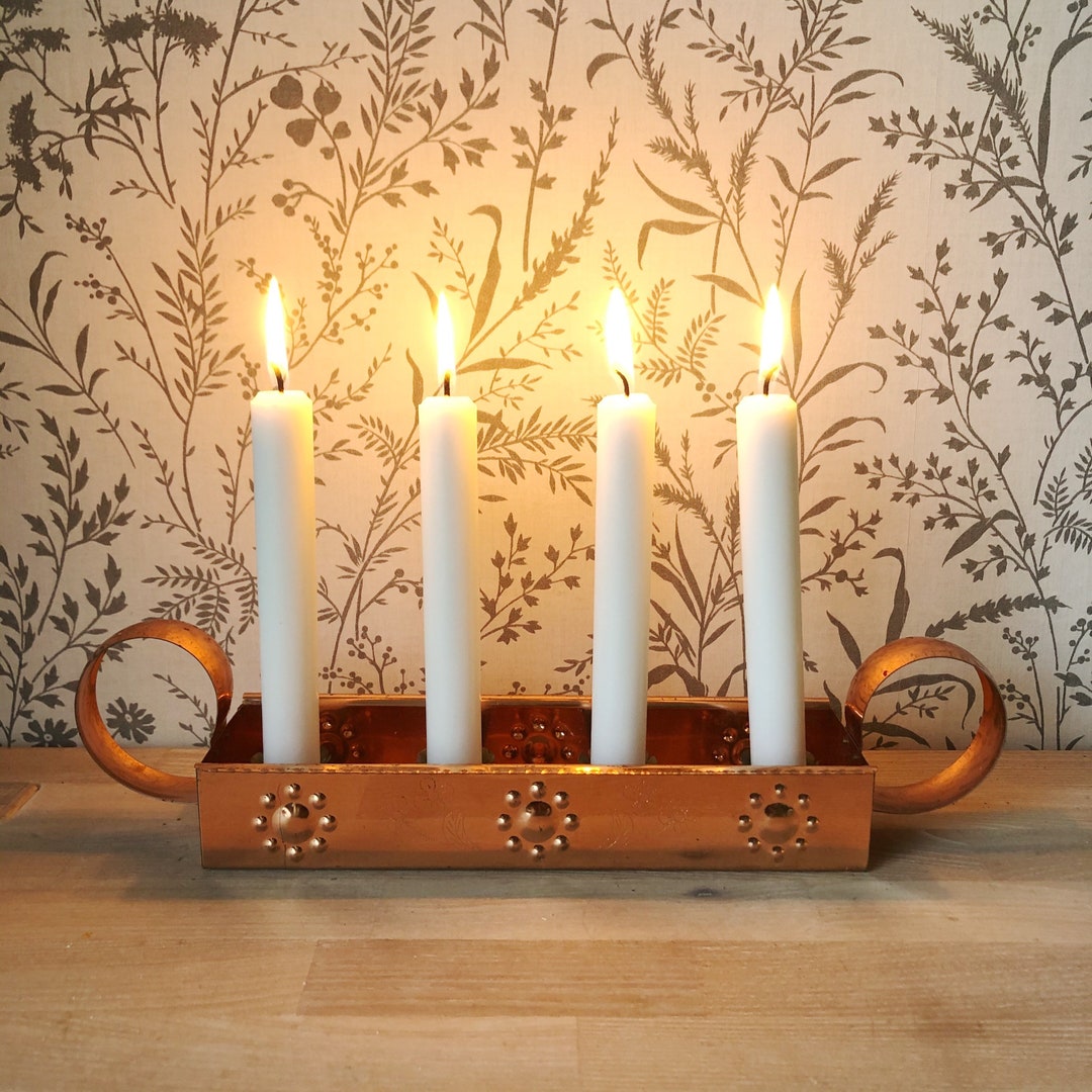 Copper Advent Candle Holder Made in Sweden Swedish Christmas Etsy