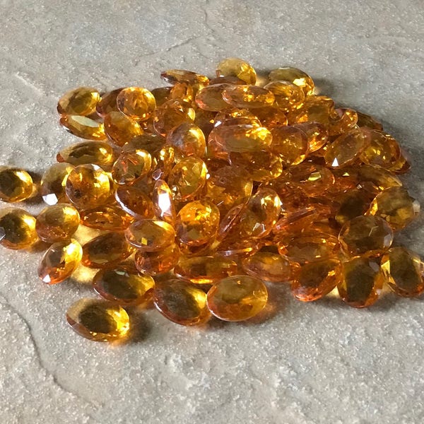 Vintage Czech Topaz Glass Jewels, 25 x 18MM, 6 PCS