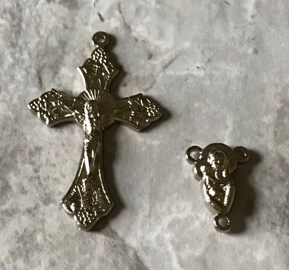 6 Gold Silver Rosary Charm Pendant centerpieces Rosary Findings