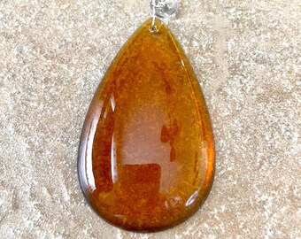 Vintage Topaz Chandelier Crystal: Pear Drop with Clear Bead