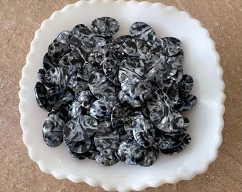 Cabujones jaspeados de color gris negro, 25 mm x 18 mm, 200 piezas