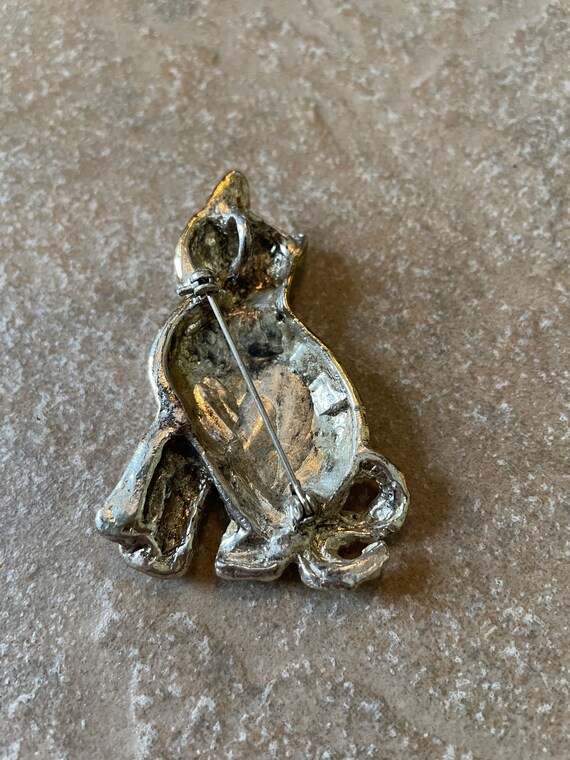 Cat Brooch Pendant Combo, Gold Tone with White En… - image 3