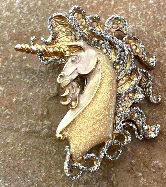 Vintage Kirks Folly AB Rhinestone Bear Textured Gold Tone Rare Hair Clip Kirks folly vintage hair - Gem main image 2