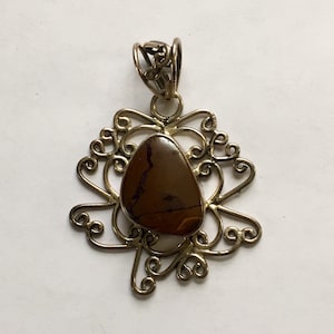 Genuine Boulder Opal Pendant, Australian Boulder Opal Pendant, Marked .925, Large Silver Pendant, 2 1/4" Long