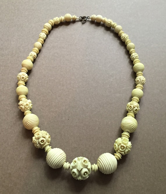 Vintage Celluloid Necklace, 1930's Celluloid Beade