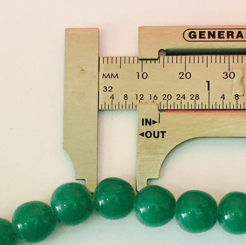 Vintage Green Glass Beads 10MM Green Jade Glass Beads Post World War II 4 Strands New Old Stock