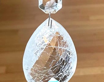 Vintage Crackled Chandelier Crystal: Pear & Octagon, Frosty Look