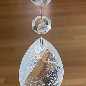 Vintage Crackled Chandelier Crystal: Pear & Octagon, Frosty Look