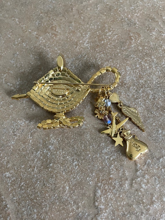 Vintage Kirks Folly Magic Lamp Brooch, Clear Whit… - image 2