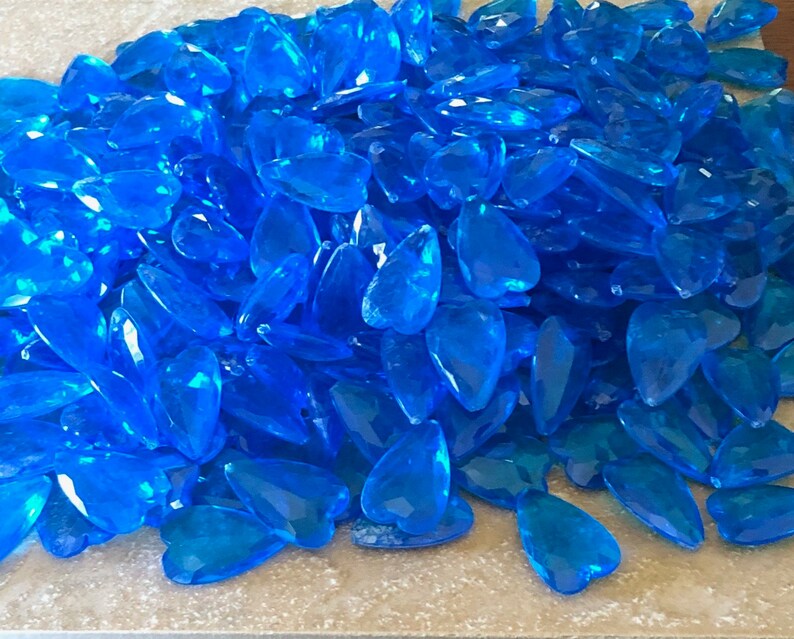 Acrylic Cobalt Blue Heart Shape Gems Heart Shape Jewels Huge Etsy
