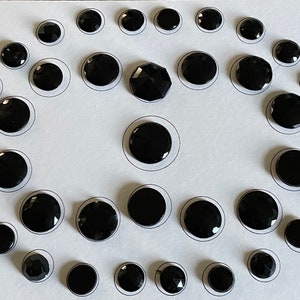 Antique Faceted Black Glass Button Lot, 35 Total Pieces, Shank Style   LOT O