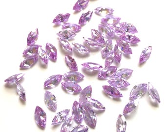 Vintage Lavender Cubic Zirconia Crystals, Marquise Shape, 11MM x 5.5MM, 4 Pieces