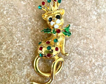 Crowned Leopard King Of The Cats Vintage Christmas Brooch #55