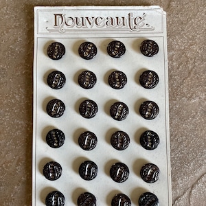 Vintage Nouveaute Luster Buttons: Bronze Floral Shank, 24 Pieces