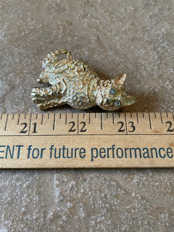 Cat Brooch Pendant Combo, Gold Tone with White En… - image 7