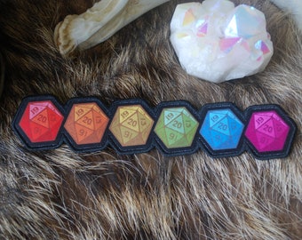 d20 Rainbow Embroidered Printed Patch