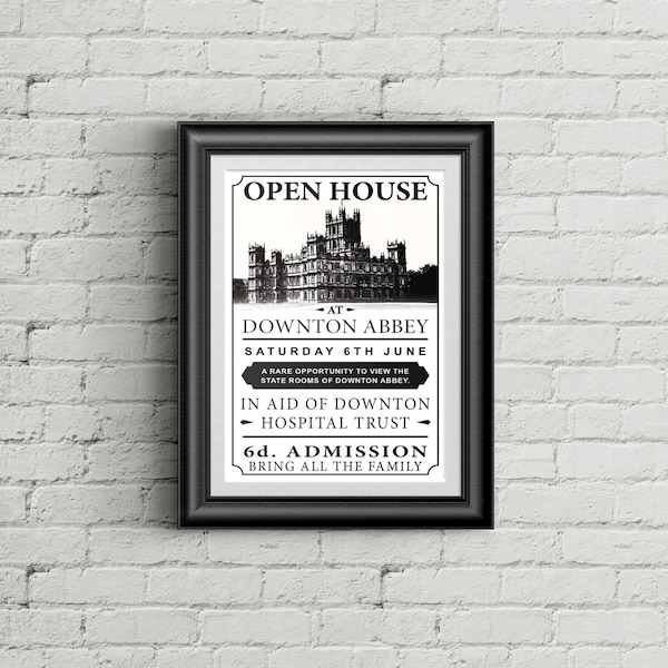 Downton Abbey Open House Poster as seen in Season 6 Episode 6 (sized 11x17)