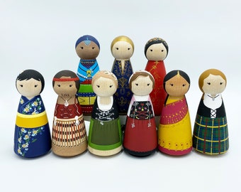 Multicultural Peg Doll (Listing is for one doll)