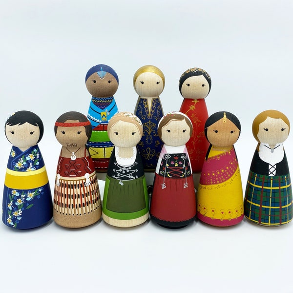 Multicultural Peg Doll (Listing is for one doll)