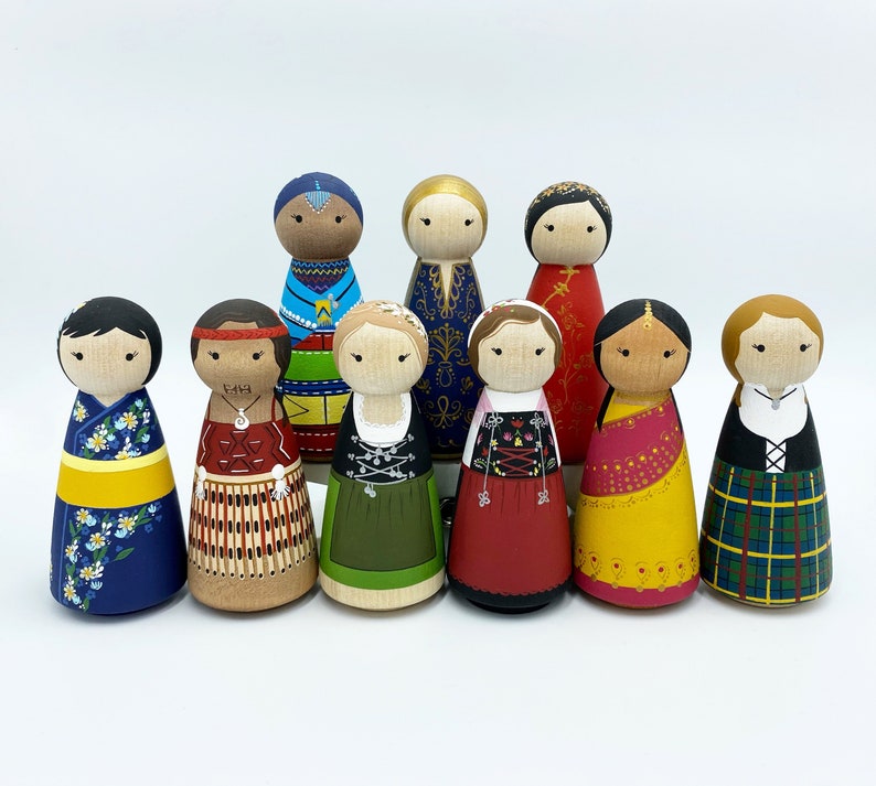 Multicultural Peg Doll Listing is for one doll image 1