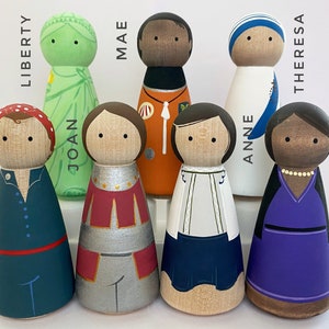 Brave Girls Peg Dolls - Strong Women Peg Doll - Influential Women (Listing is for one peg doll)