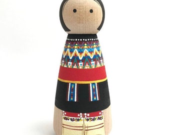 Multicultural Peg Doll (Listing is for one doll)