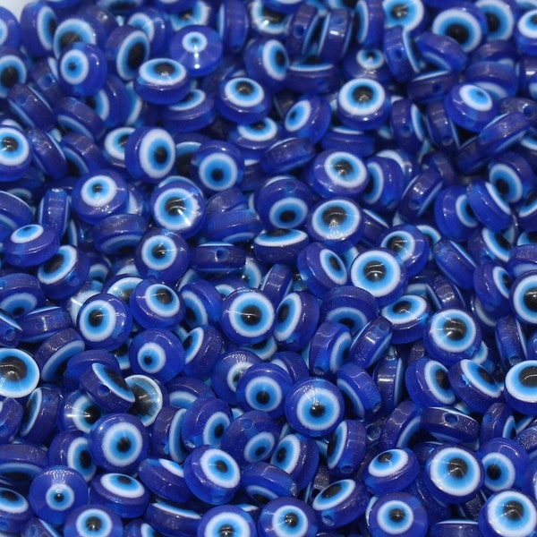 6mm Blue Eyeball Beads, Round Evil Eyeball Beads, Turkish Eye Beads, Greek Eye Beads, Acrylic Eyeball Beads #2356