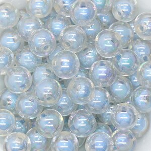 12mm Iridescent Blue Gumball Beads, AB Blue Round Acrylic Loose Beads, Glossy Shinny Bubblegum Beads, Chunky Beads, Round Beads  #1962