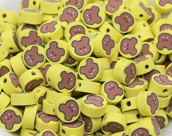 Kawaii Bear Polymer Clay Beads, Bear Clay Beads,  Jewelry Beads, Bead for Bracelet #261