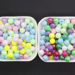 10 mm Mix AB Beads, Iridescent Beads, Sparkle Multicolor Gumball Beads, Bubblegum Beads, Chunky Beads, Beads for Bracelets
