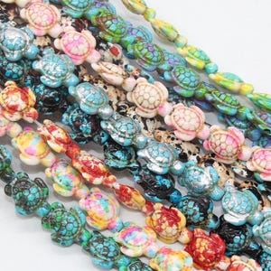 Splatter Turtle Beads, Howlite Turtle Gemstone Beads, Sea Animal Stone Beads, Bracelet Making Supplies, DIY Jewelry Beads