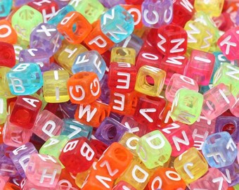 6mm Translucent Alphabet Letter Beads #3253