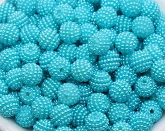 10mm Blue Berry Beads, Imitation Pearl Acrylic Beads, Round Acrylic Loose Beads, Bubblegum Beads, Chunky Beads, Bubble Gum Beads, #796