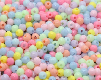 4mm Round Beads, Acrylic Gumball Beads, Mixed Round Spacer Beads, Bubblegum Beads, Multicolored Spacer Beads, Plastic Round Smooth Bead #232