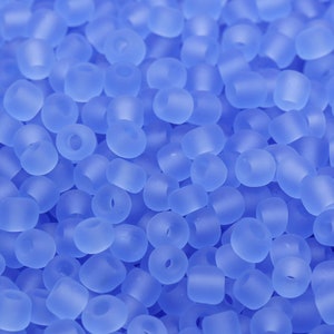 Matte Glass Seed Beads, 4mm 6/0 Glass Round Seed Beads, Matte Blue Trans Seed Beads, Rocailles Beads, Beading Supplies #1026