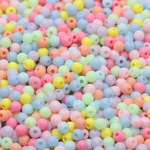 4mm Round Beads, Acrylic Gumball Beads, Mixed Round Spacer Beads, Bubblegum Beads, Multicolored Spacer Beads, Plastic Round Smooth Bead #232