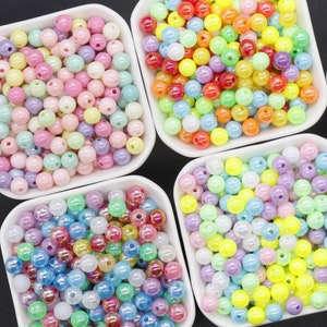 8 mm Mix AB Beads, Iridescent Beads, Sparkle Multicolor Gumball Beads, Bubblegum Beads, Chunky Beads, Beads for Bracelets