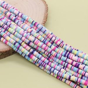 6mm Mix Heishi Beads, Multicolor Polymer Clay Disc Beads, African Disc Beads, Vinyl Heishi, Rainbow Heishi Beads, Full Strand #724