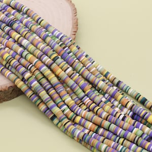 6mm Mix Heishi Beads, Multicolor Polymer Clay Disc Beads, African Disc Beads, Vinyl Heishi, Rainbow Heishi Beads, Full Strand #722