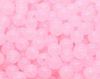 8mm Translucent Rose Pink Gumball Beads, Jelly Pink Beads, Round Acrylic Loose Beads, Bubblegum Beads, Chunky Beads, Plastic Beads #3244