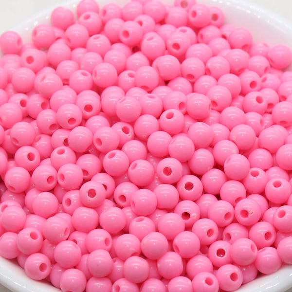 6mm Bubblegum Pink Gumball Beads, Round Acrylic Loose Beads, Bubblegum Beads, Chunky Beads, Smooth Plastic Round Beads #2822