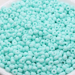 Matte Glass Seed Beads, 4mm 6/0 Glass Round Seed Beads, Robins Blue Seed Beads, Frosted Blue Rocailles Beads, Beading Supplies #346