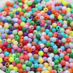 4mm Round Beads, Acrylic Gumball Beads, Mixed Round Spacer Beads, Bubblegum Beads, Multicolored Spacer Beads, Plastic Round Smooth Bead #234