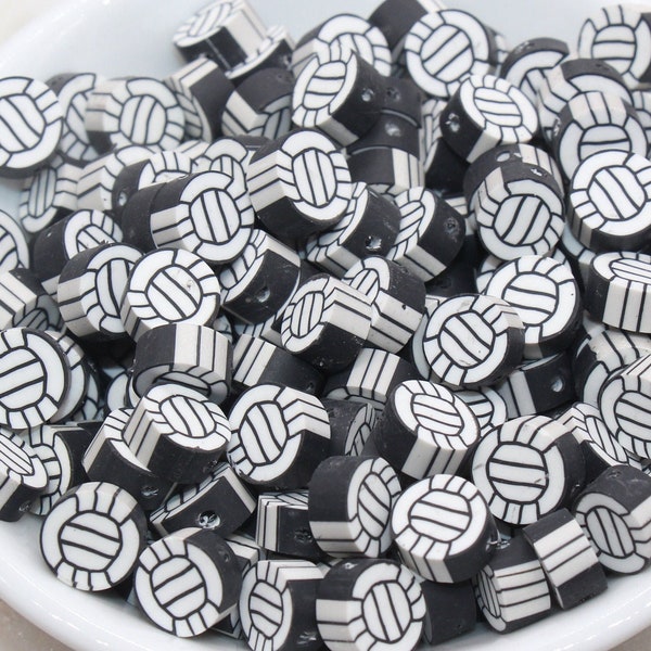 Volleyball Polymer Clay Beads, Sport Ball Beads, Kawaii Basketball Clay Beads, Sport Beads, Jewelry Beads #338