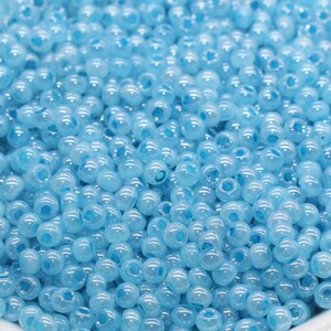 Round Creamy Glass Seed Beads, 4mm 6/0 Glass Round Seed Beads, Creamy Blue Seed Beads, Glossy Rocailles Beads, Beading Supplies #2744